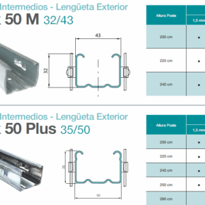 Postes intermedios lengueta exterior